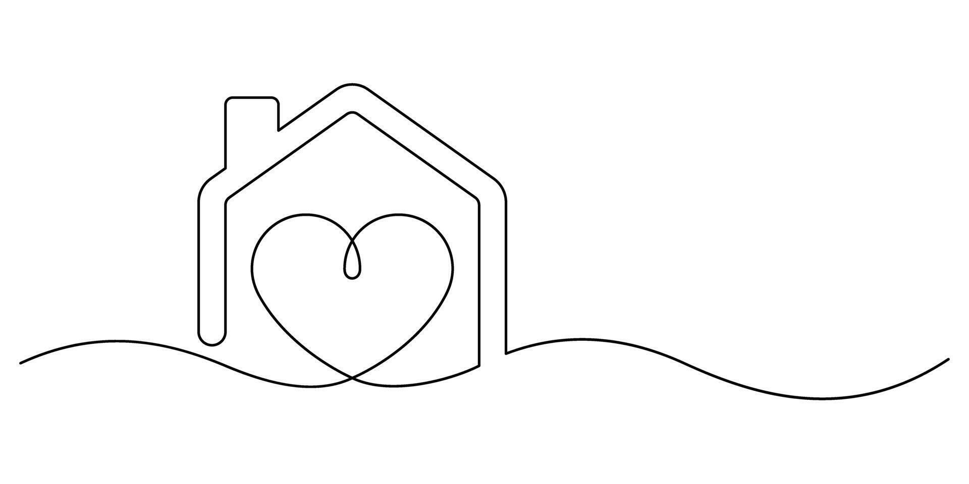 sweet home concept one line drawing vector