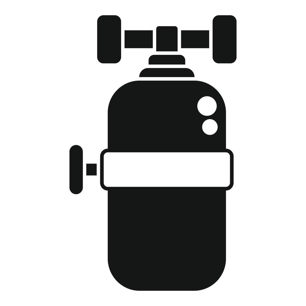 Black oxygen cylinder icon, simple style vector