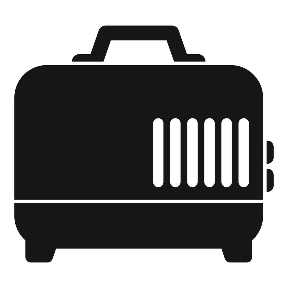 Closed plastic pet carrier for animals transportation silhouette icon vector