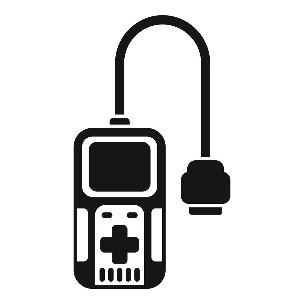Portable game console connecting to tv via cable icon vector