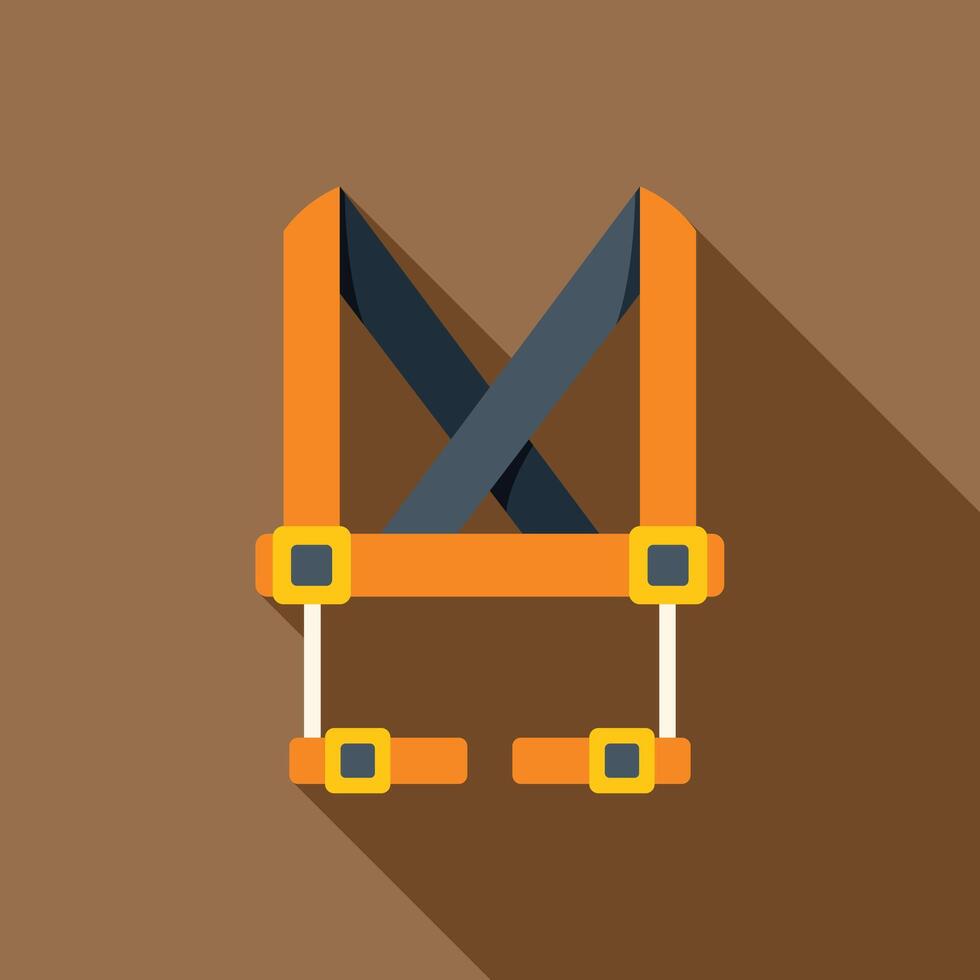 Safety harness for working at height with long shadow vector