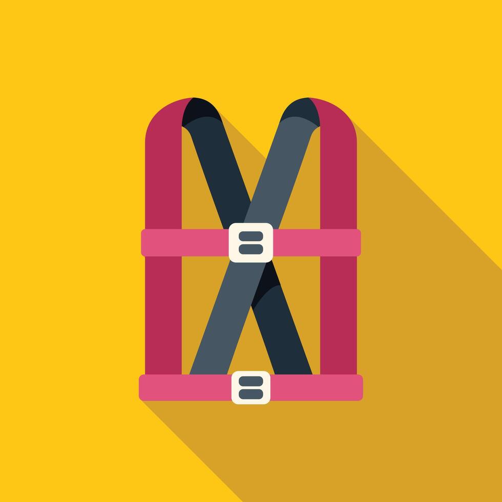 Pink safety harness for working at height with long shadow vector