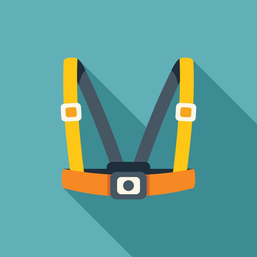 Action camera chest mount harness with long shadow on turquoise background vector