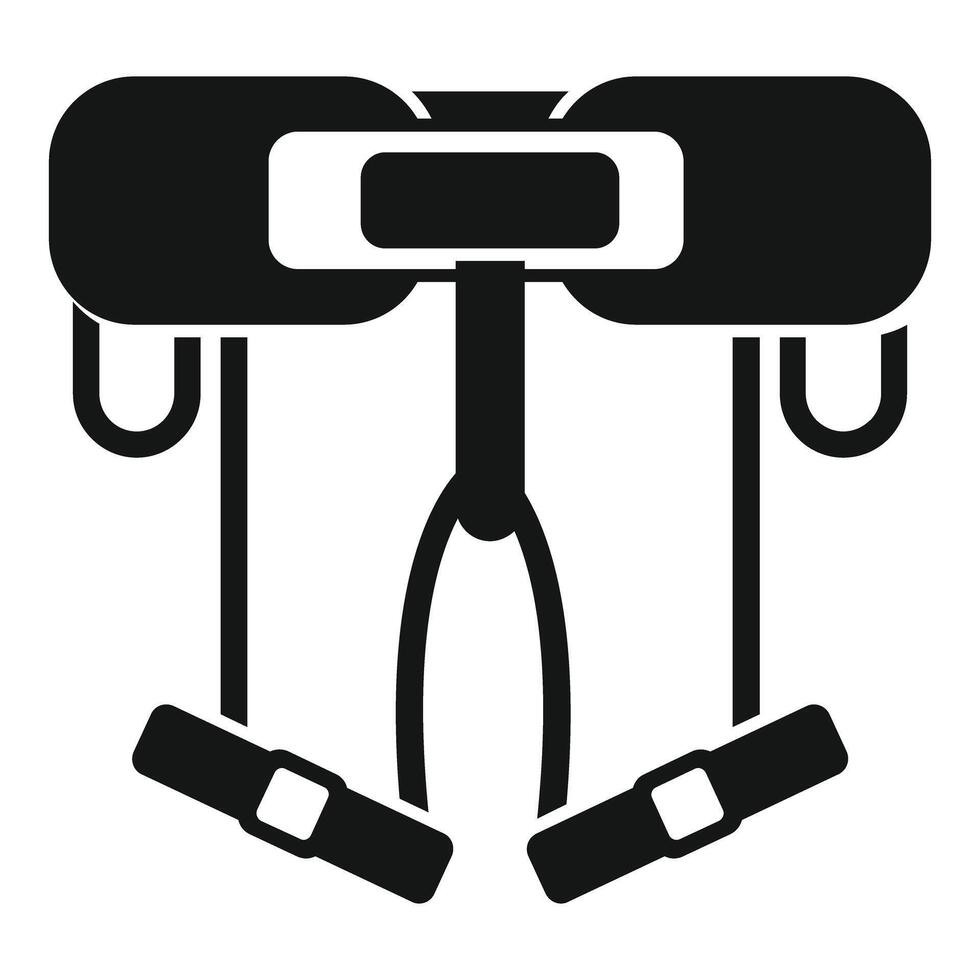 Climbing harness keeping climber safe while climbing rock face vector