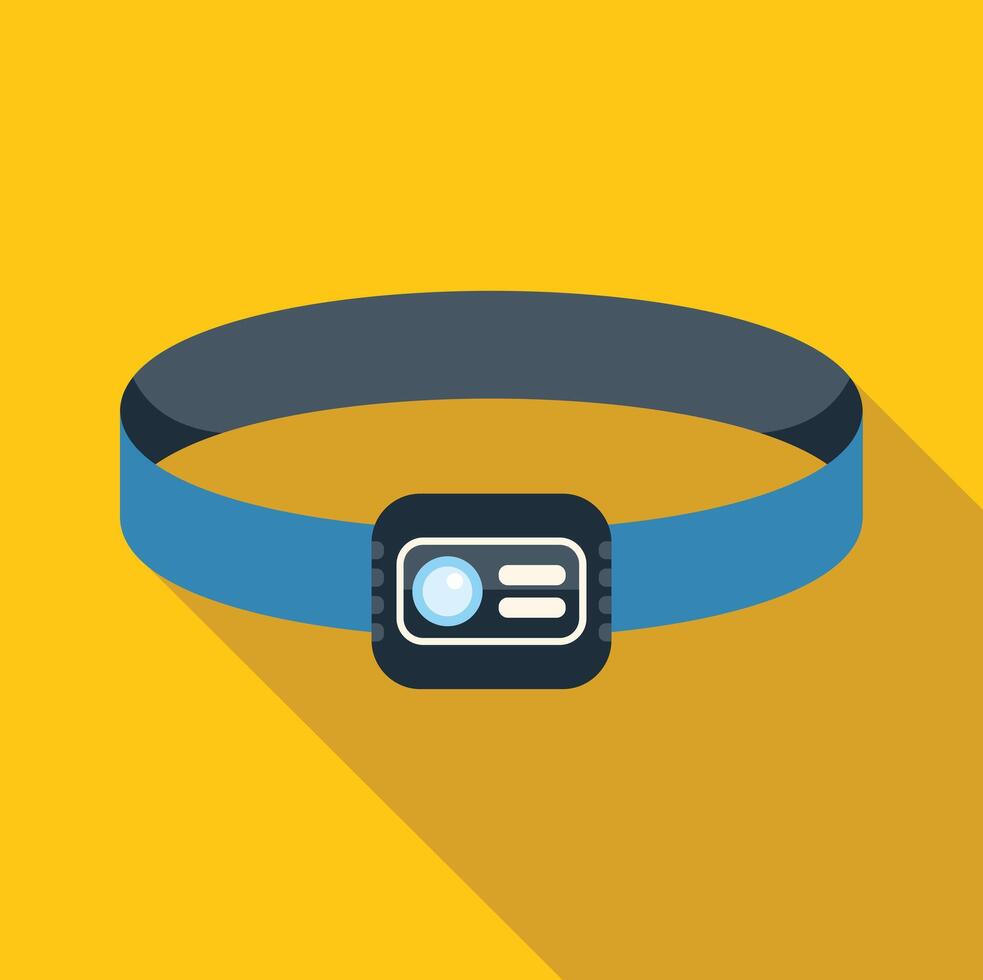 Elastic headlamp with light beam for working in the dark vector