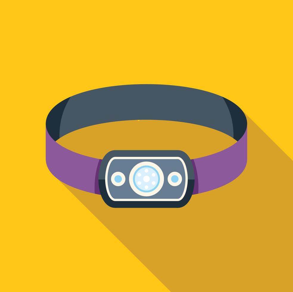 Headlamp flashlight shining bright light beam icon vector