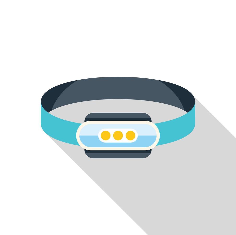 Modern head lamp icon, flat design with long shadow vector