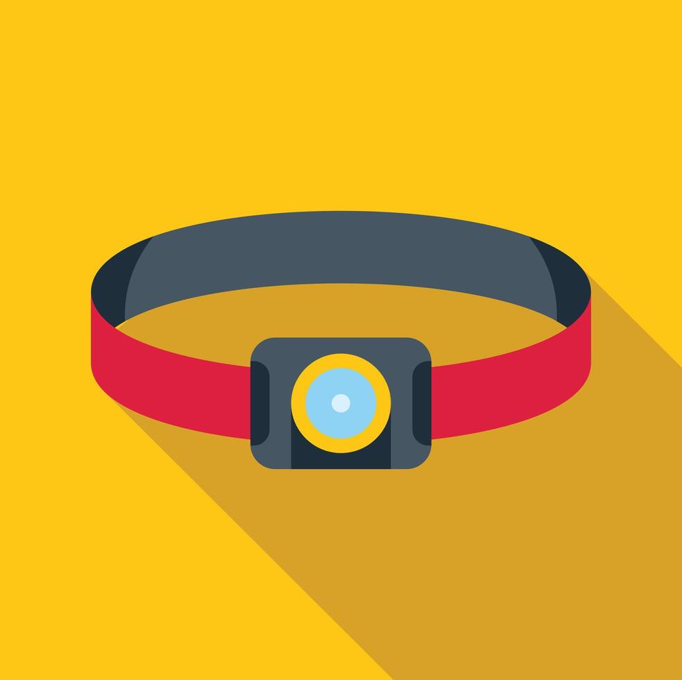 Red headlamp for working or exploring in the dark with yellow background vector