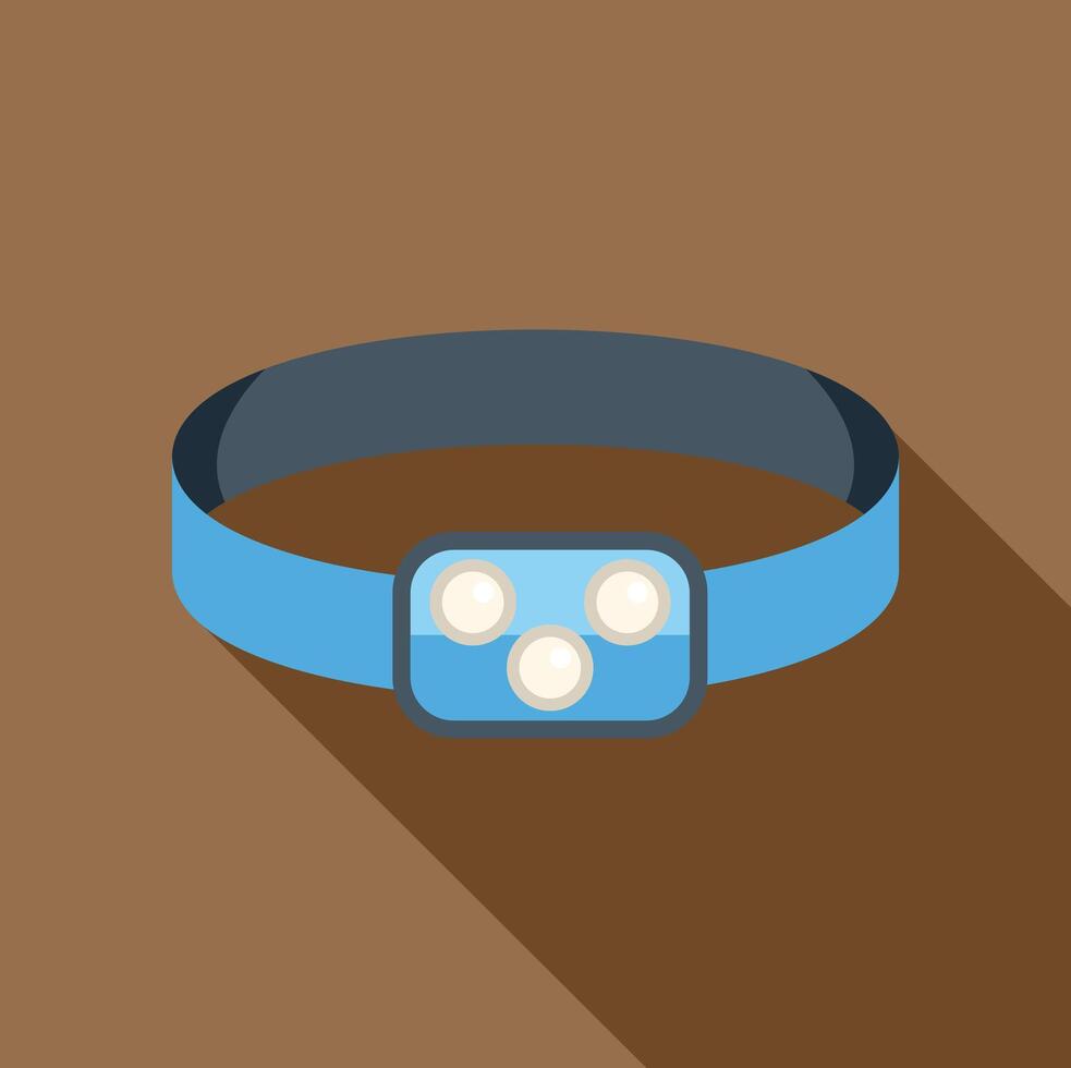 Blue headlamp flashlight for working and camping in the dark vector