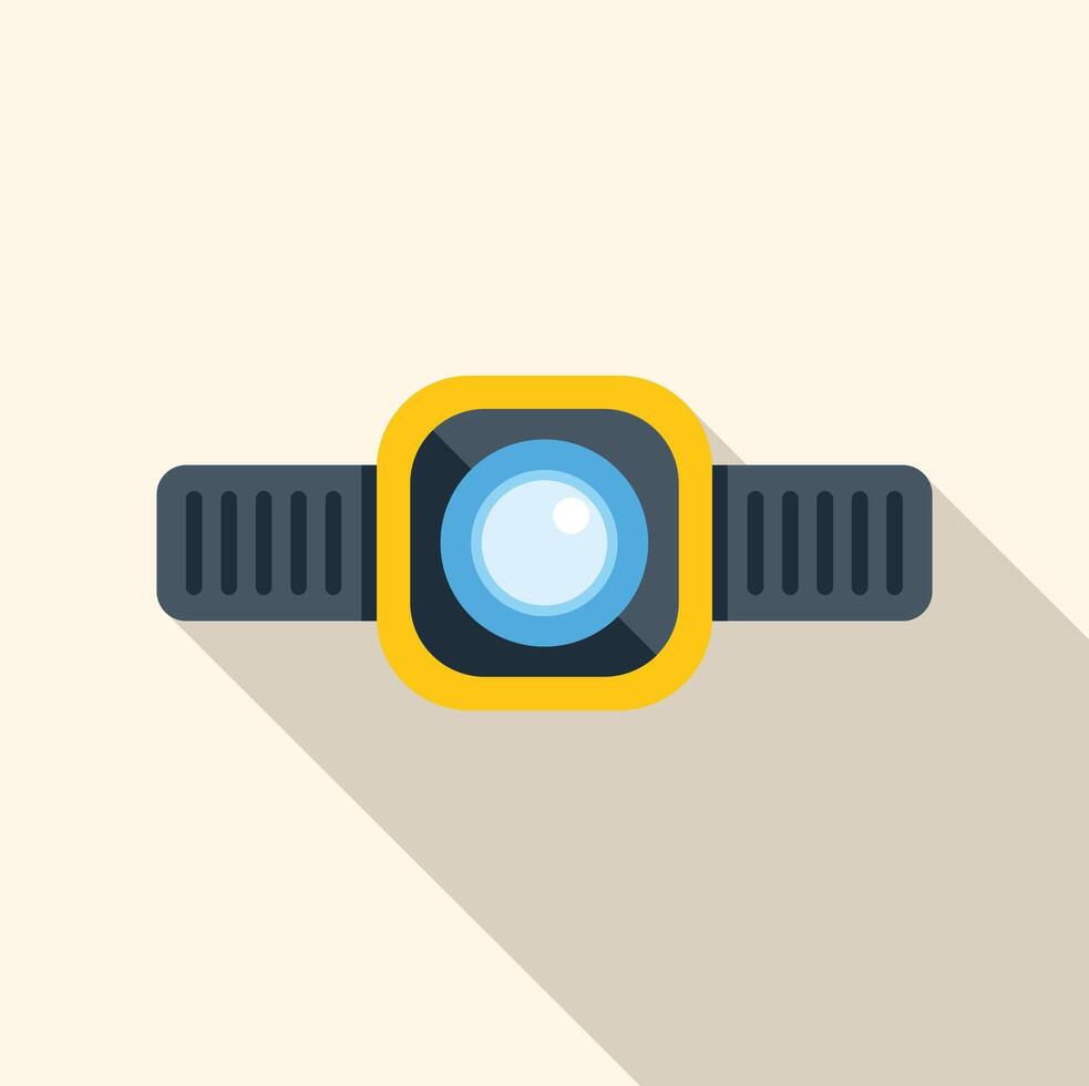 Headlamp with elastic headband for attaching to head vector