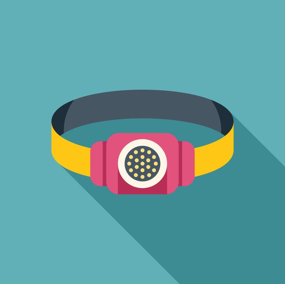 Headlamp flashlight with elastic headband for attaching to head vector