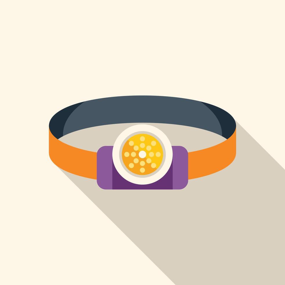 Headlamp with elastic strap icon in flat style vector