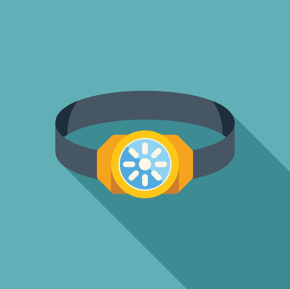 Headlamp with elastic headband for attaching to head vector