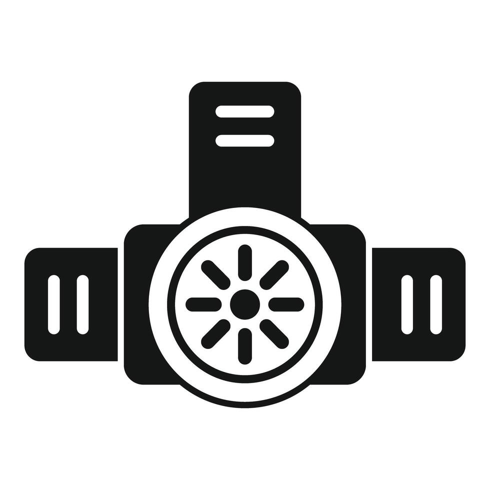 Water turbine connecting two pipes icon glyph style vector