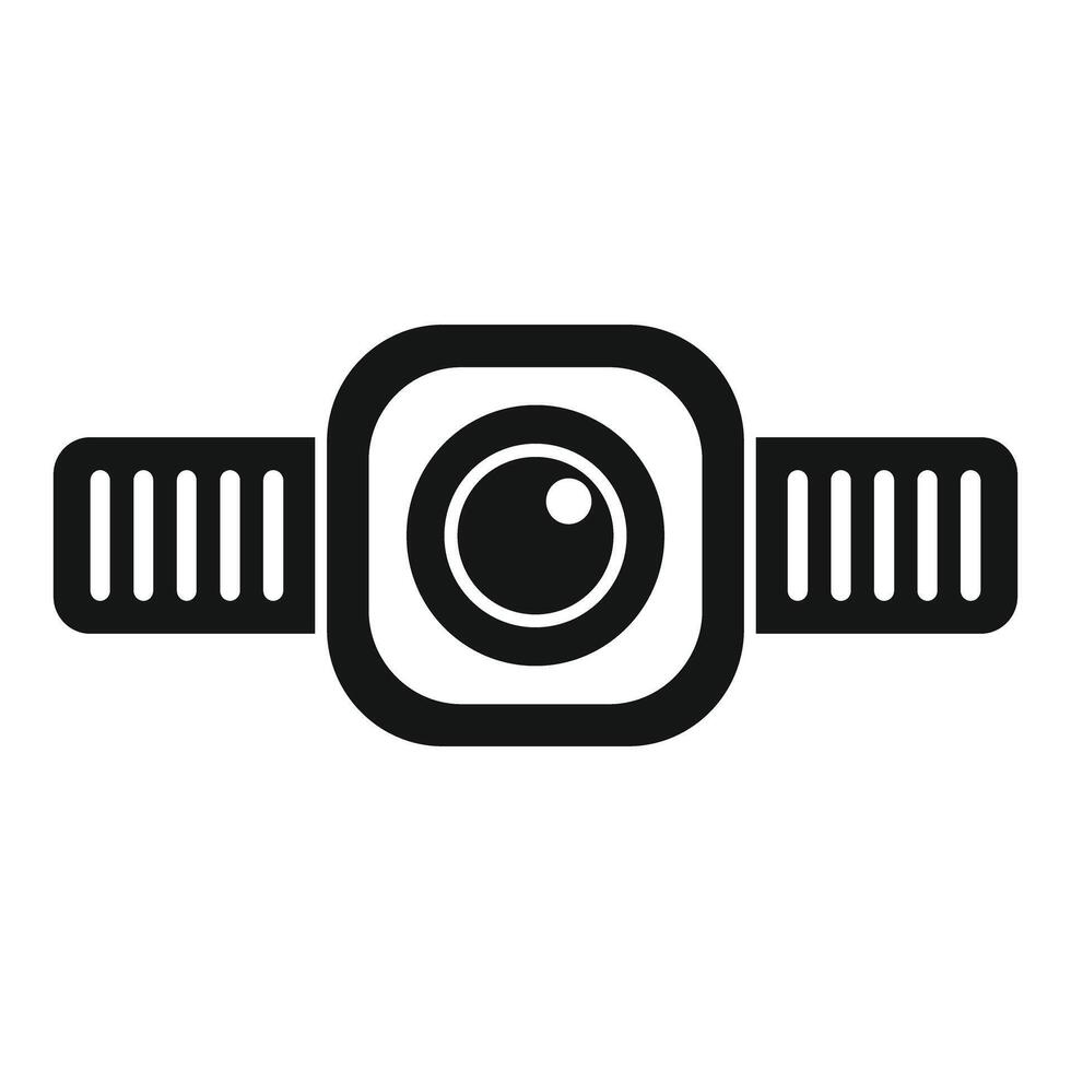Action camera showing lens and side mount in simple style vector