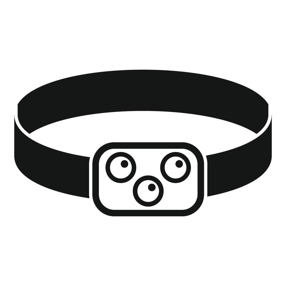 Headlamp with elastic headband for attaching to head vector