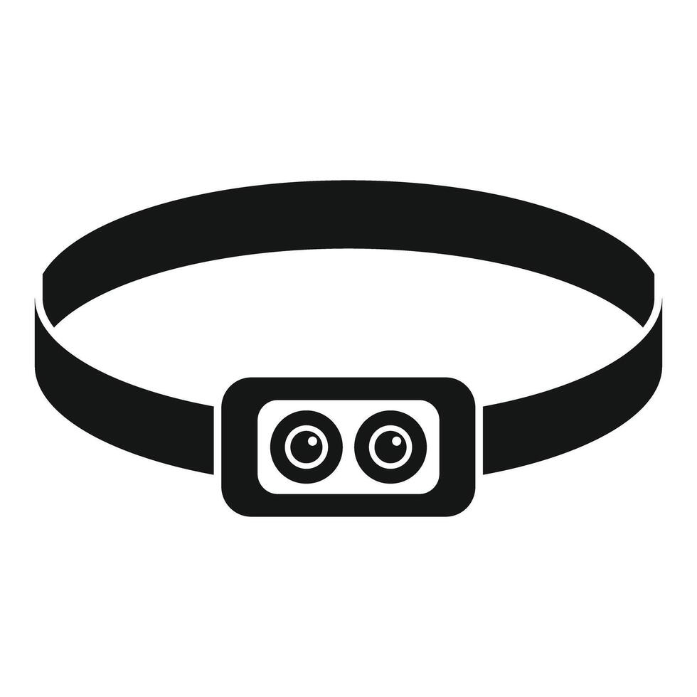Headlamp flashlight for outdoor activities providing illumination in dark environment vector