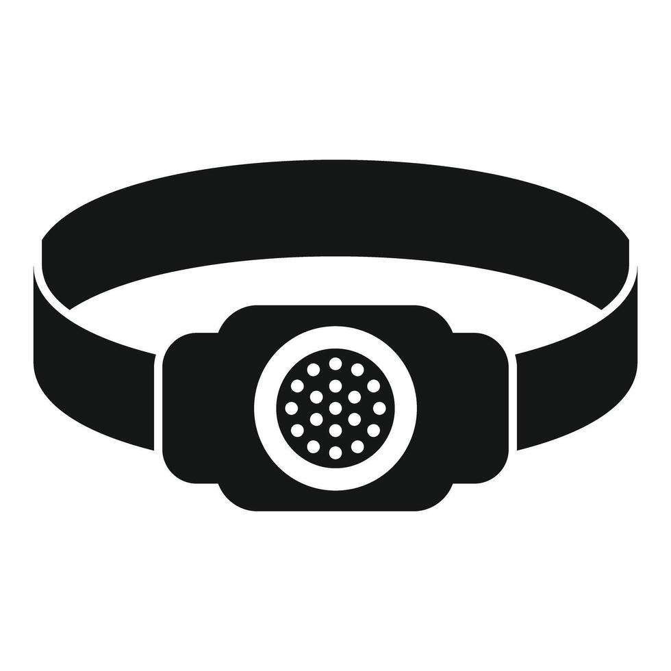 Simple vector icon of a headlamp flashlight shining light