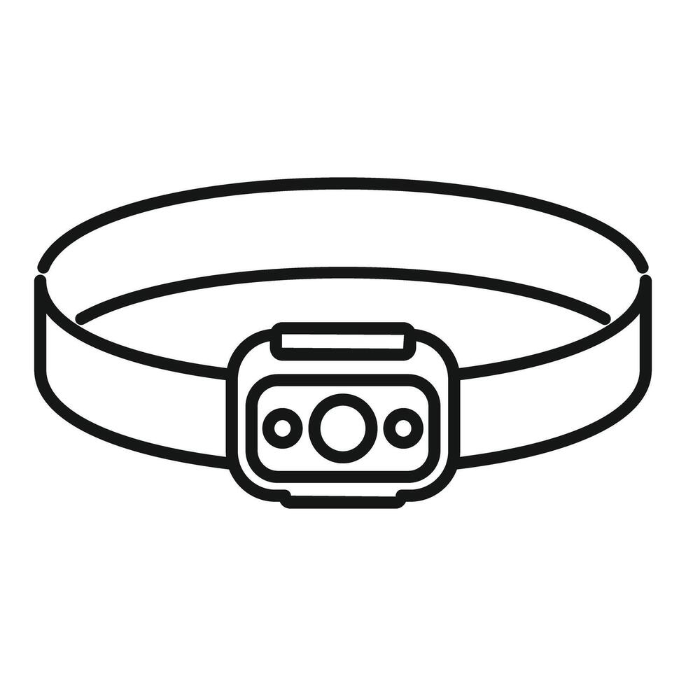 Headlamp with elastic headband for attaching to head vector