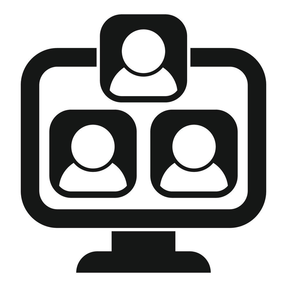 This simple icon represents a group of people participating in a video call vector