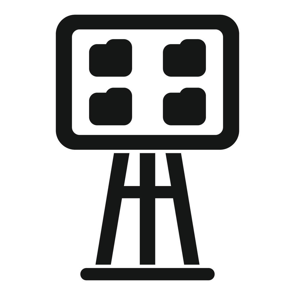 Server room data storage icon showing folders on board vector