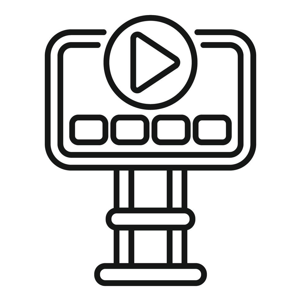 Line icon vector of a billboard presenting a video marketing strategy
