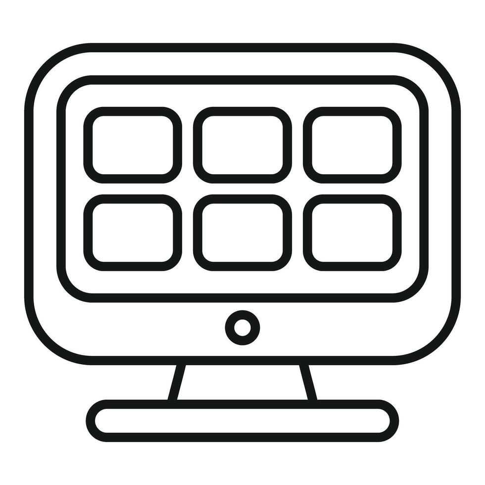 Computer monitor displaying apps on screen icon vector