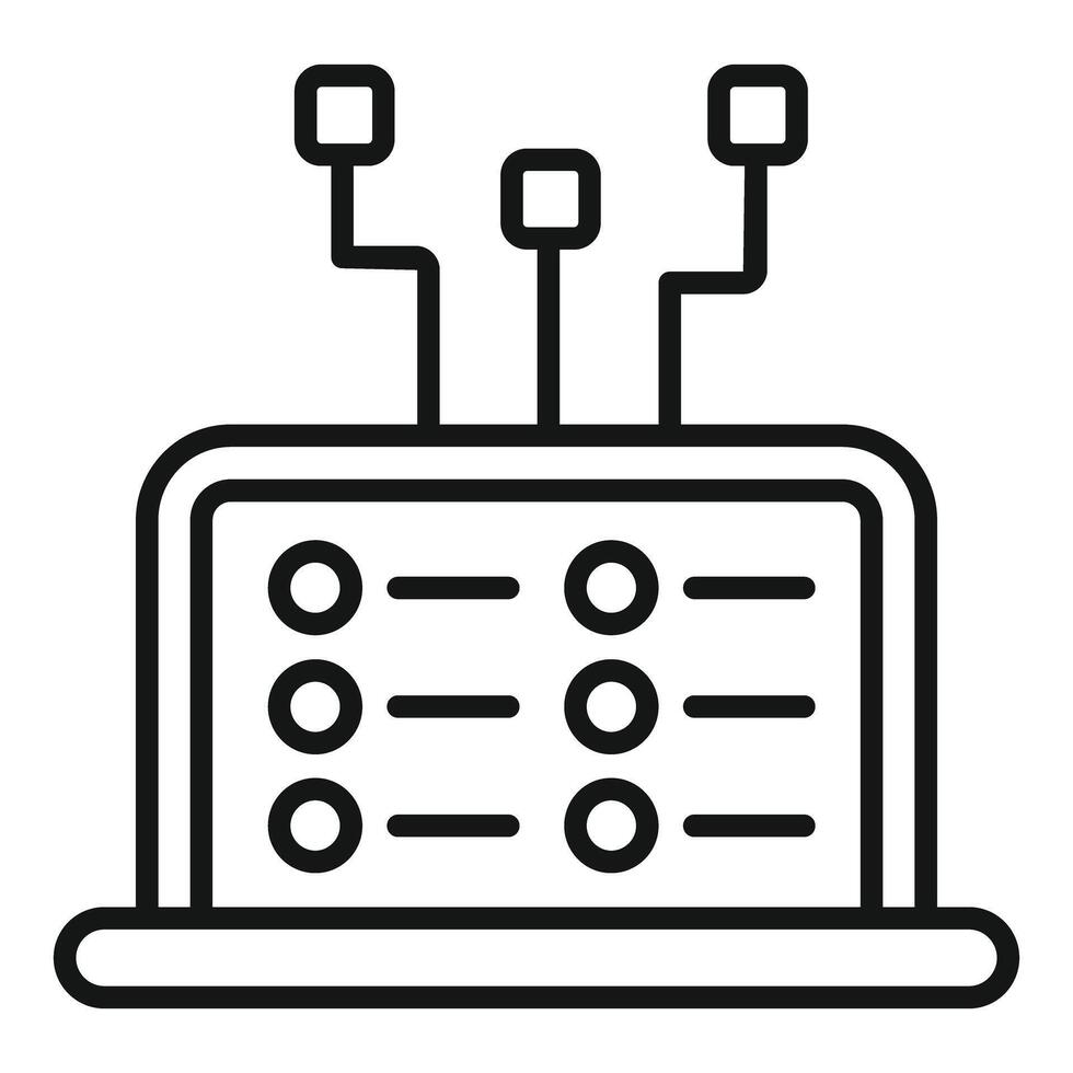 Laptop showing blockchain technology with multiple connections vector