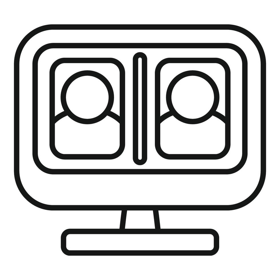 Computer screen showing two people having a video call vector