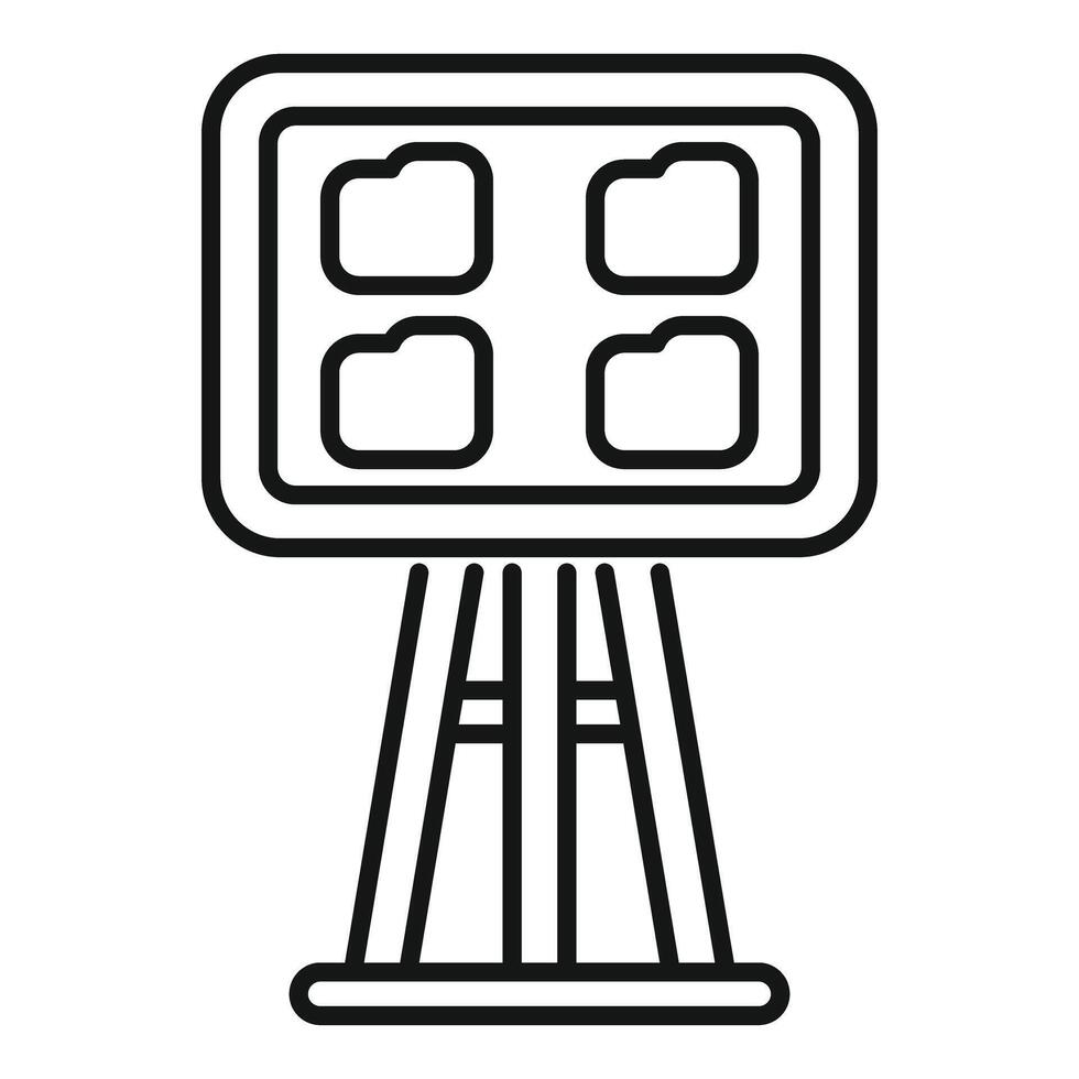 Scoreboard with four empty cells displaying results on tripod vector