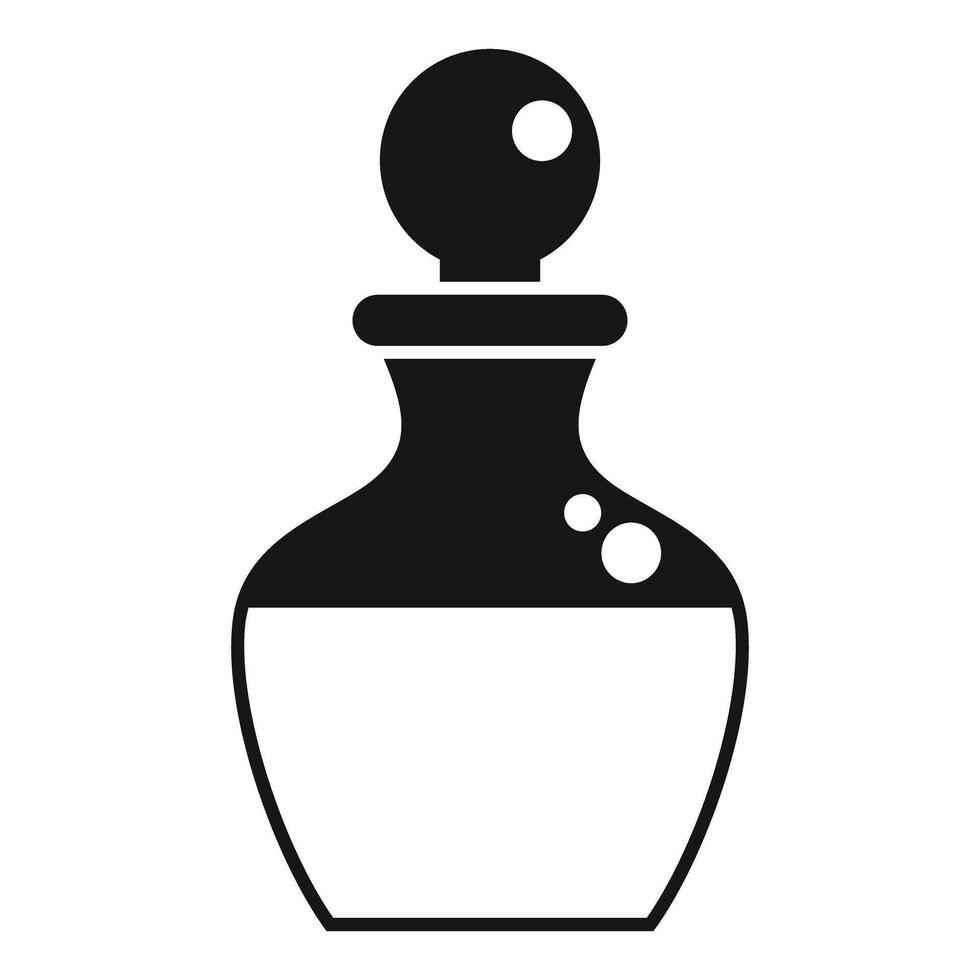 Big chemical flask with round stopper for liquid icon simple style vector