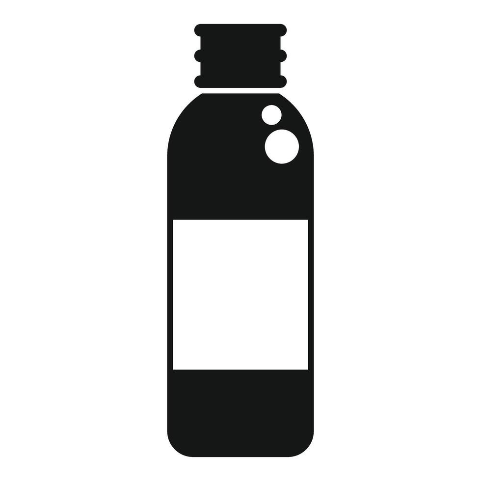 Closed plastic bottle with blank label icon showing bubbles vector