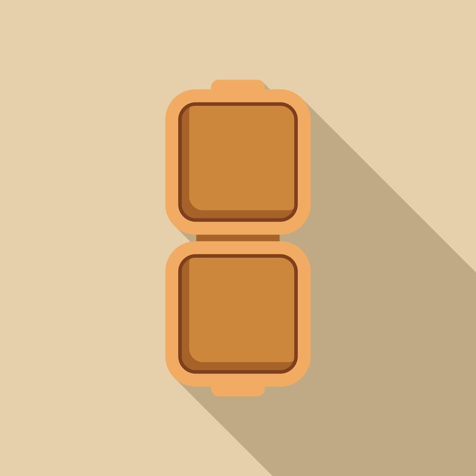Open empty square food box container packaging flat icon design vector