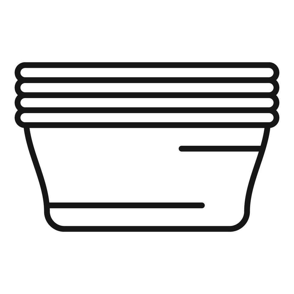 Empty round plastic food container storing food leftovers vector