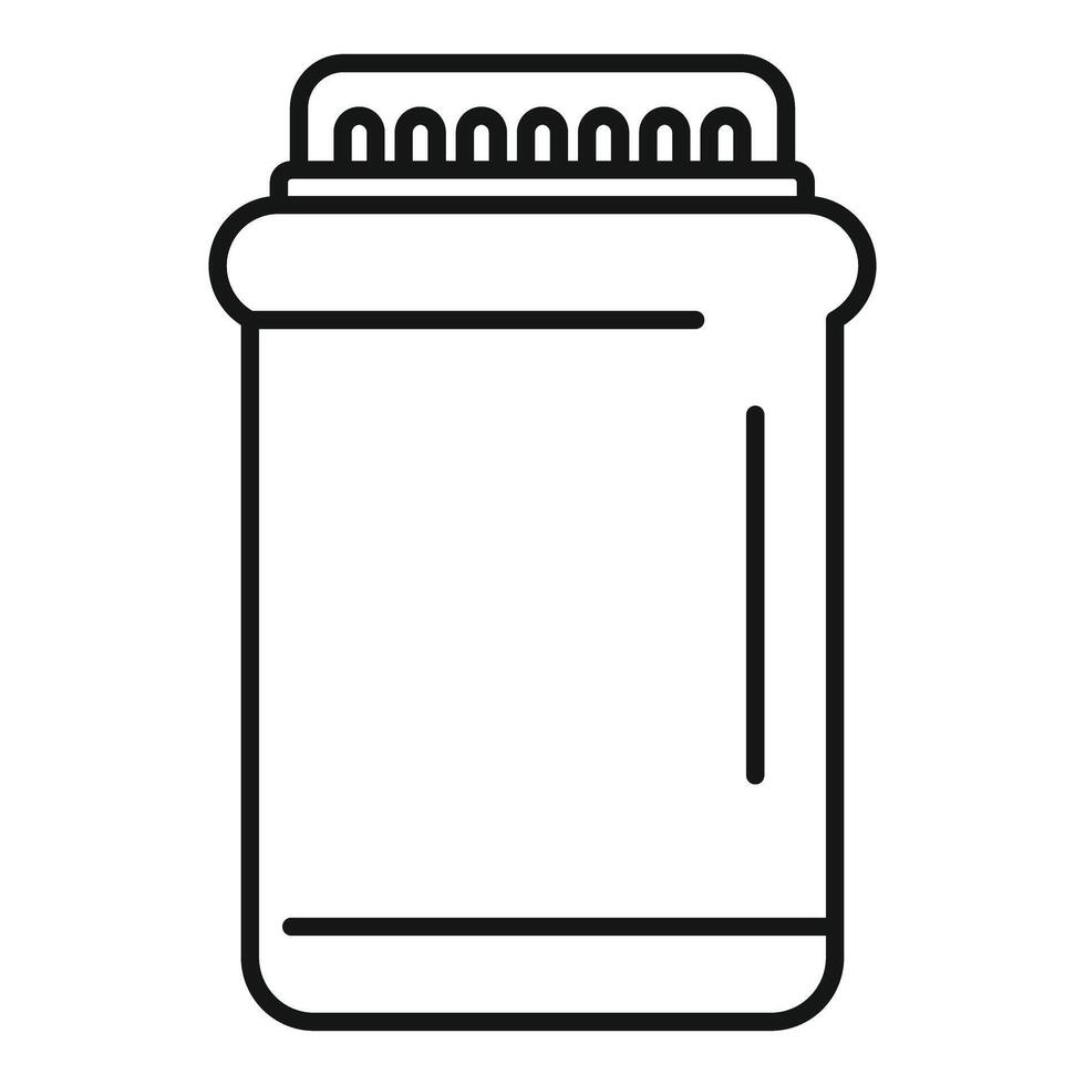 Sports nutrition container with measuring scale icon, outline style vector