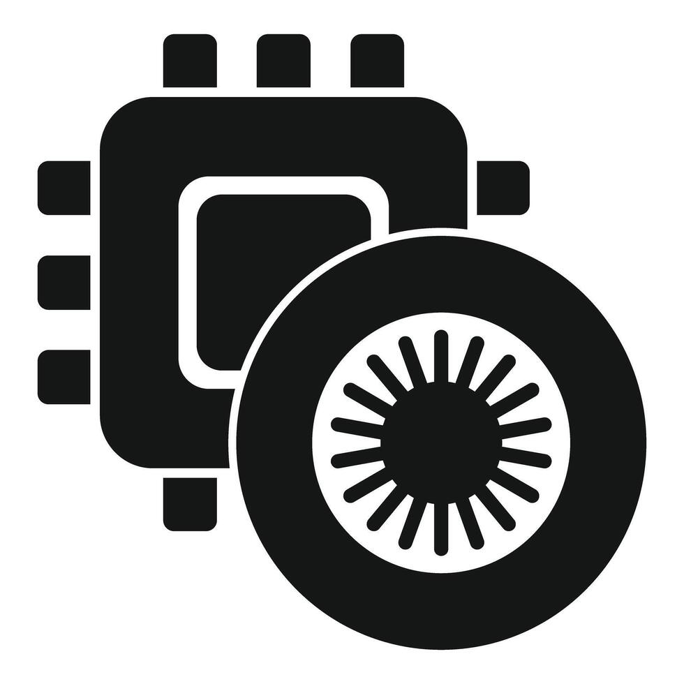 Modern car processor optimizing vehicle performance icon vector