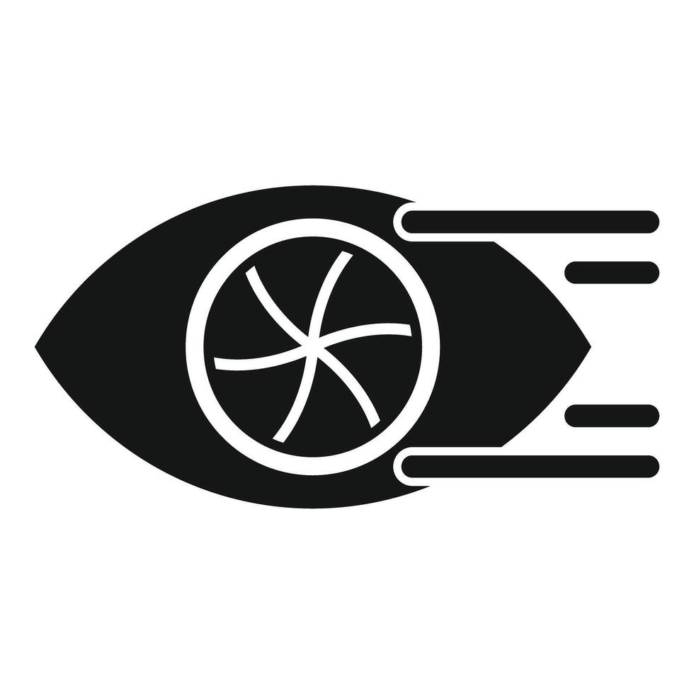 Human eye showing fast processing speed with rotating blades icon vector
