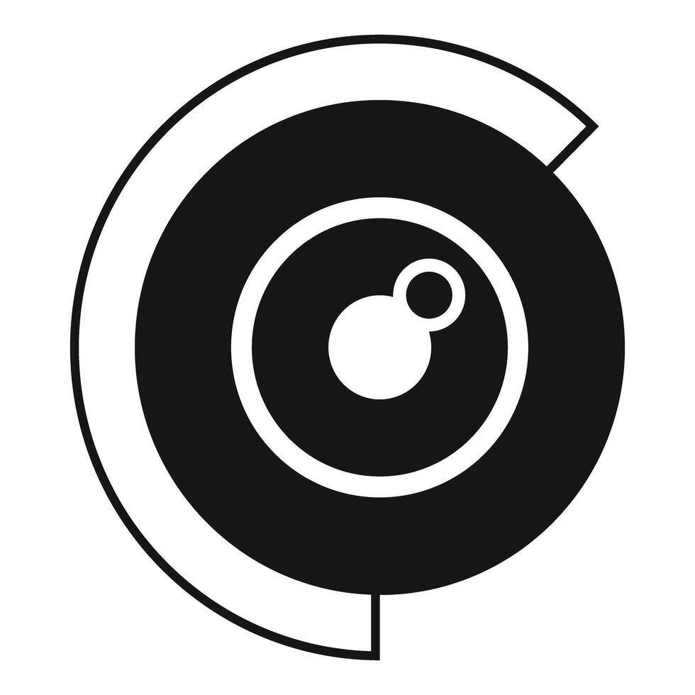 Abstract black and white security camera logo icon showing digital surveillance vector