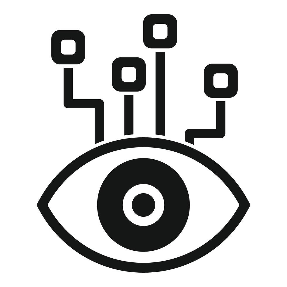 Digital eye watching through data streams icon vector