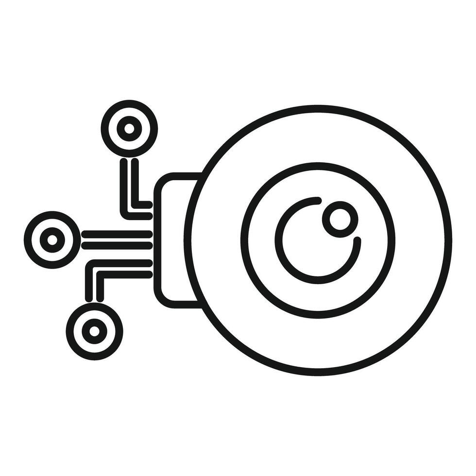 Electronic eye watching connecting wires monitoring system icon vector