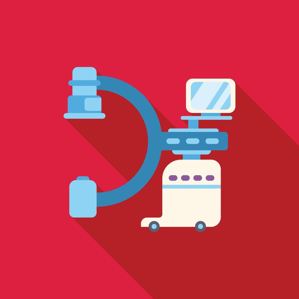 C arm machine standing on red background with long shadow vector