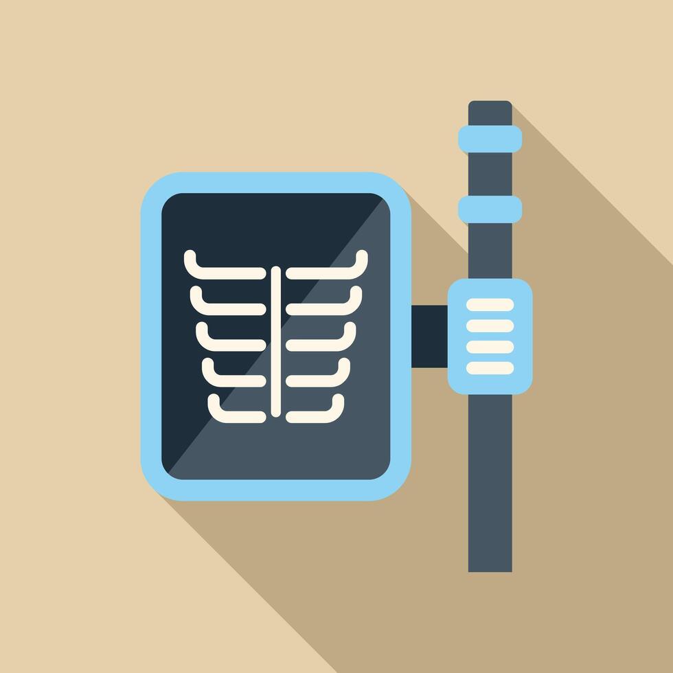 Digital x ray machine showing human ribs on screen icon vector
