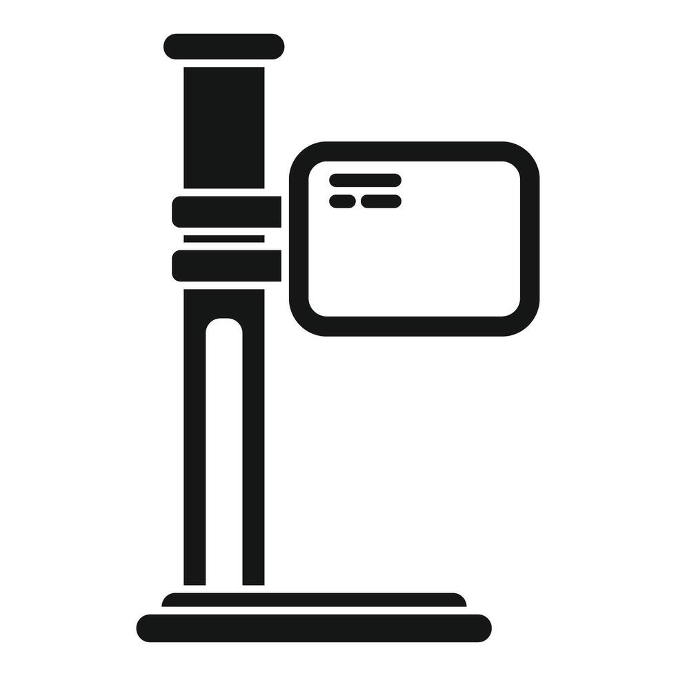 Glyph icon of a microscope standing on a laboratory table vector