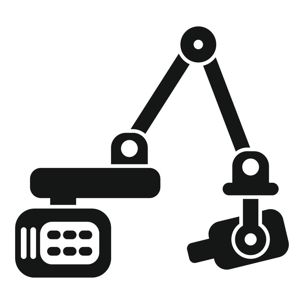 Robotic arm holding a bottle in an industrial setting vector