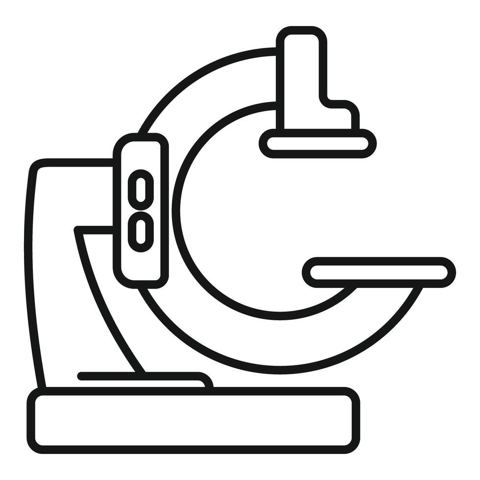 Medical scanner machine icon in thin line style, radiology equipment for making computed tomography scan procedure vector