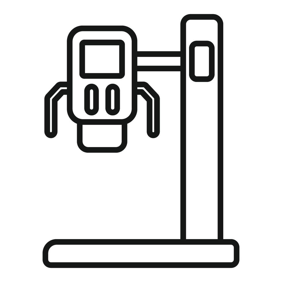 Modern x ray machine standing upright in hospital room vector