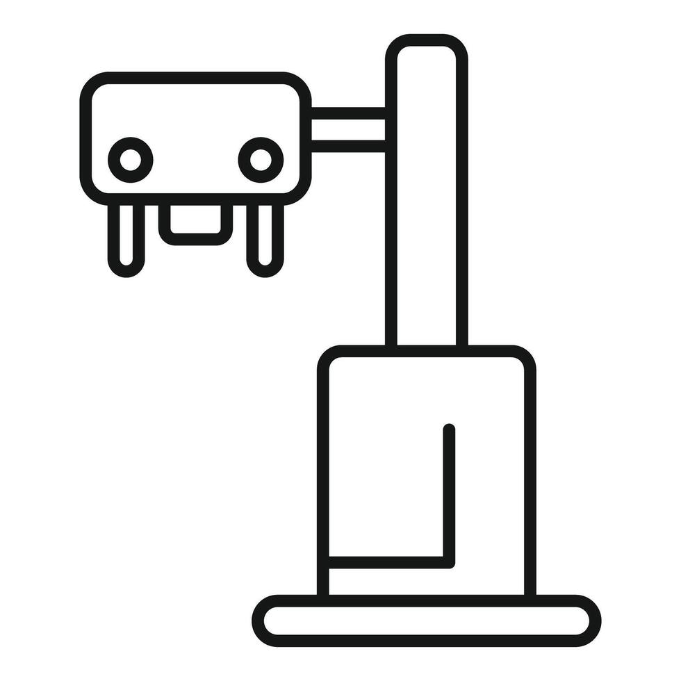 Robotic arm holding sensors over conveyor line vector