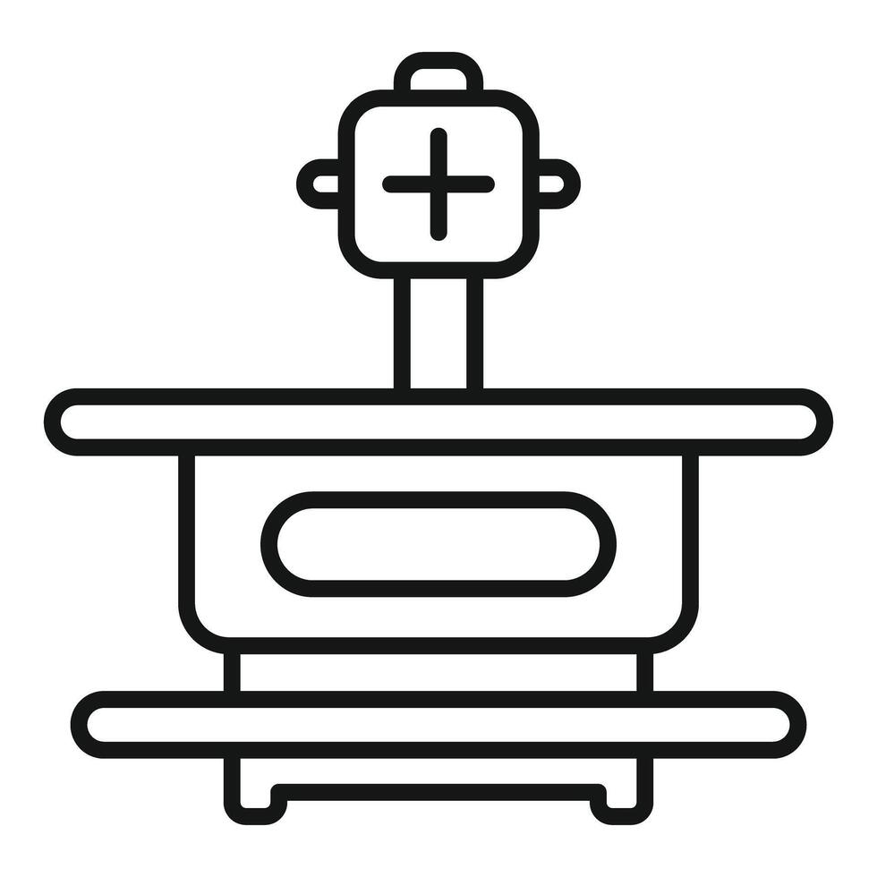 Medical operating table showing plus sign for surgery operation vector