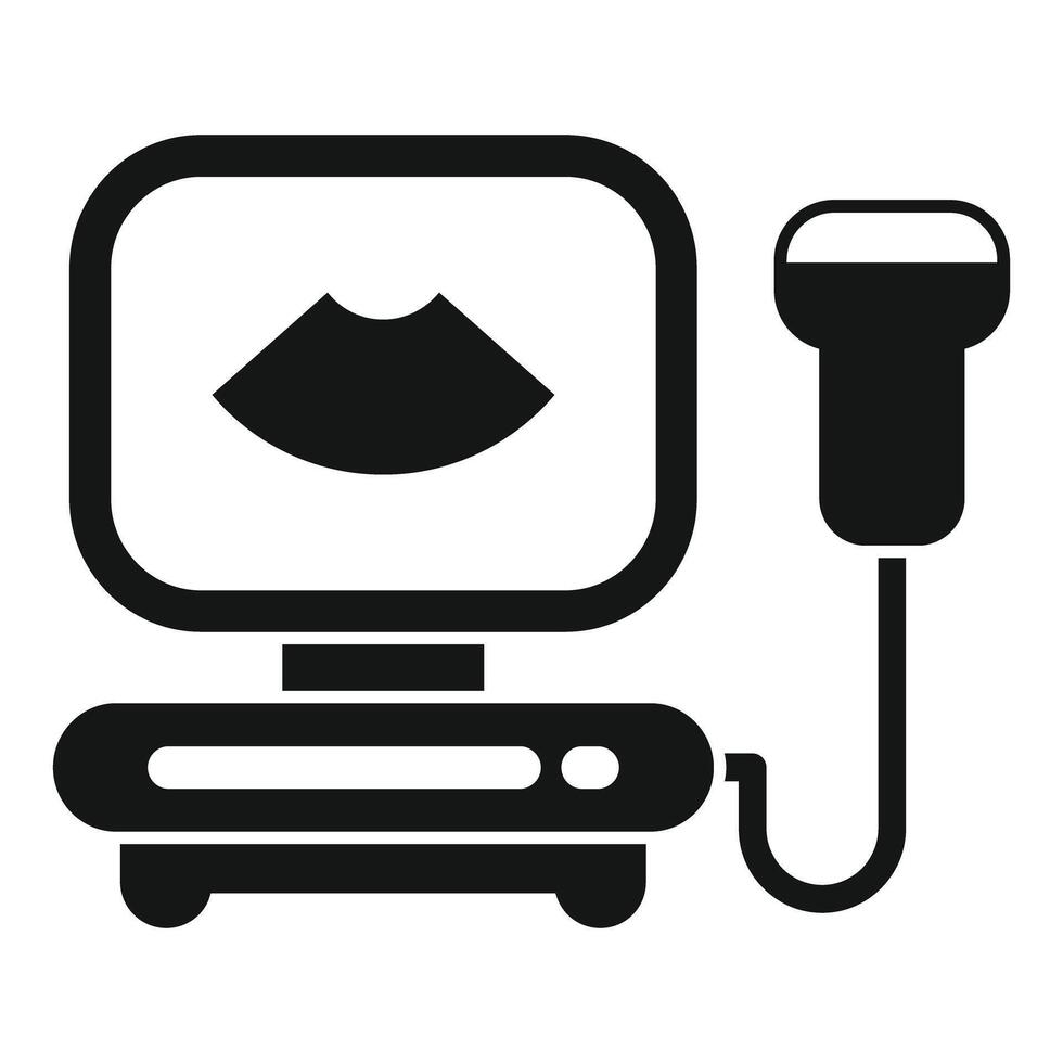 Ultrasound machine performing sonography scan icon vector