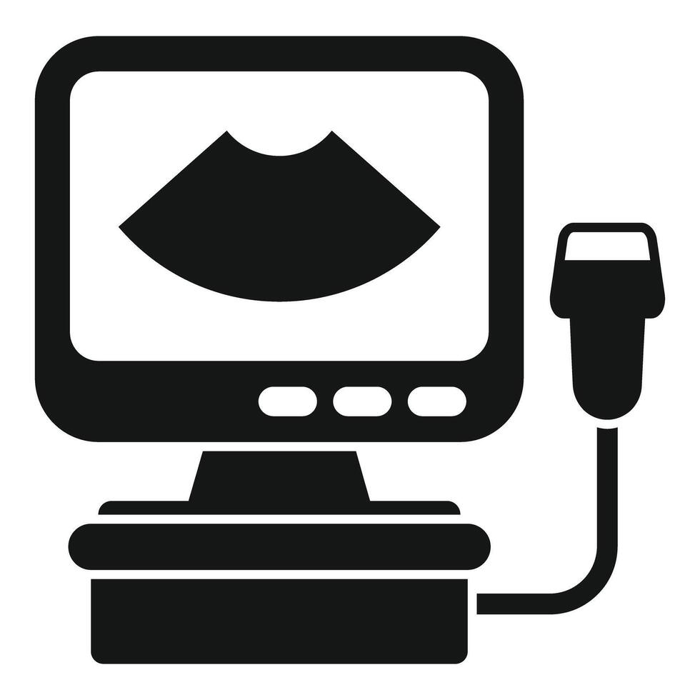 Ultrasound machine showing baby scan on monitor icon vector